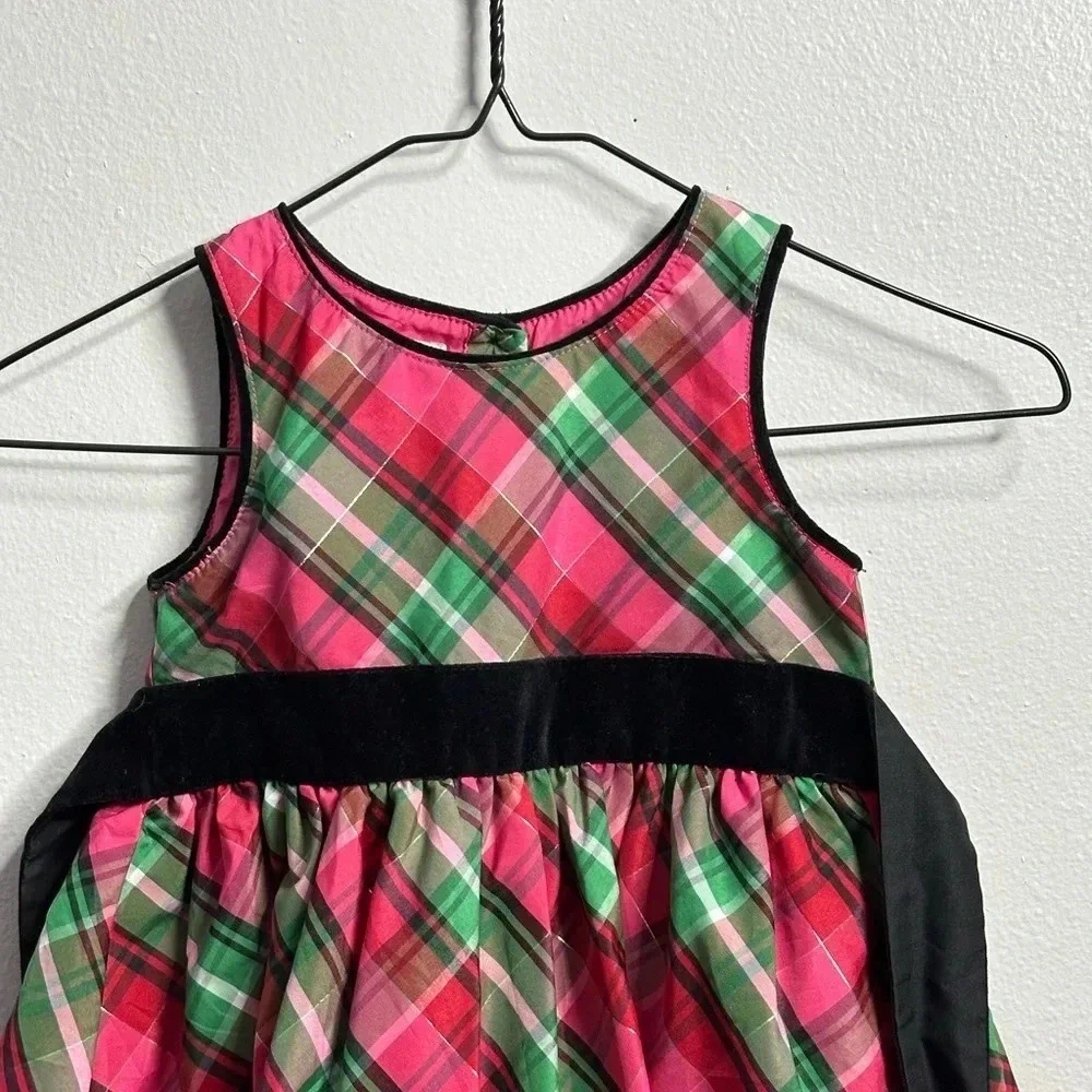 Oshkosh B’gosh Toddler Girl Party Holiday Red Sleeveless Plaid‎ Dress Size 4T.